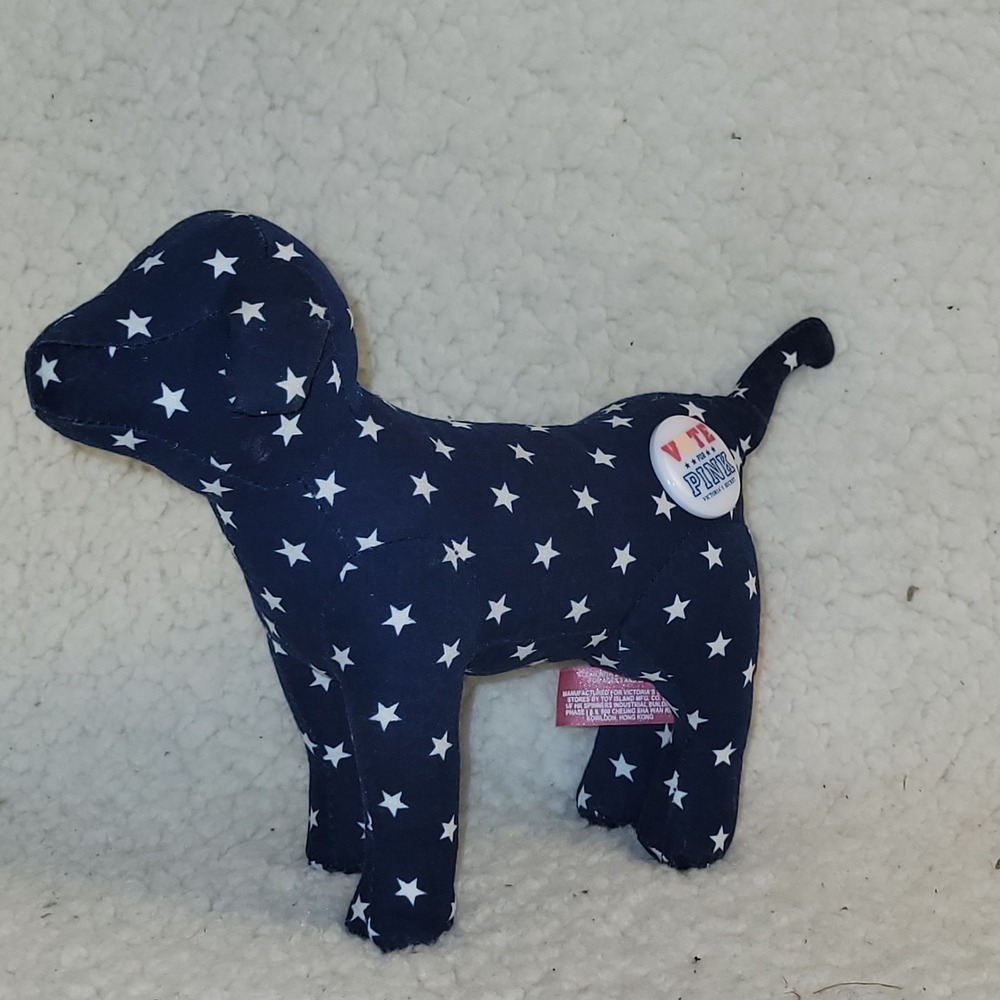Victoria's Secret PINK 7" Dog Plush PINK ANGELS‎ Blue Stars